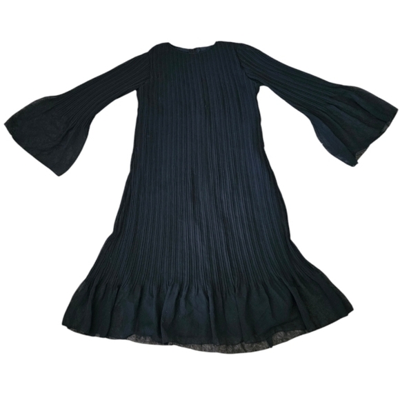 Harold Levine 1970s Vintage Black Pleated Lined Sheer Evening Dress sz Small EUC - Picture 3 of 5